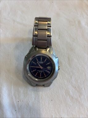 Casio Stainless Steel Watch with Blue Dial